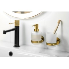SAPHO - X-ROUND GOLD dávkovač mýdla 200ml, mléčné sklo, zlato mat XR103GB