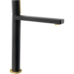 SAPHO - KAISA stojánková umyvadlová baterie vysoká, bez výpusti, 235, černá/zlato mat ZT095
