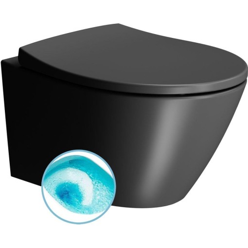 GSI - MODO závěsná WC mísa, Swirlflush, 37x52cm, černá dual-mat 981626