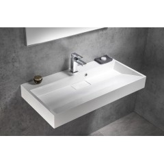 SAPHO - AMUR umyvadlo, litý mramor, 90x46cm, kryt výpusti, bílá 55032