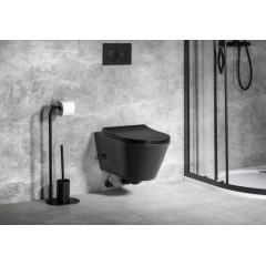 SAPHO - AVVA CLEANWASH závěsná WC mísa, integrovaná baterie a bidet. sprška, Rimless, 35,5x53cm, černá mat 100315-110