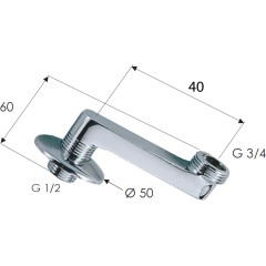 AQUALINE - Excentrická etážka pro nástěnné baterie 100-150 1/2" x 3/4", ks 83298
