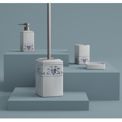 Gedy - CIXI WC štětka na postavení, porcelán, bílá/modrá CX3389