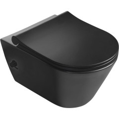 SAPHO - AVVA CLEANWASH závěsná WC mísa, integrovaná baterie a bidet. sprška, Rimless, 35,5x53cm, černá mat 100315-110