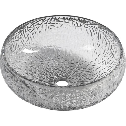 SAPHO - GAVIOTA skleněné gravírované umyvadlo na desku Ø 42cm, černá TY306