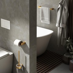 Gedy - PIRENEI WC štětka závěsná, mléčné sklo, zlato mat PI330388