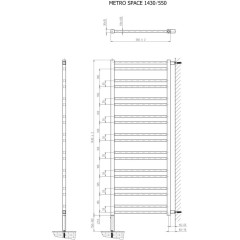 SAPHO - METRO SPACE otopné těleso 550x1430 do prostoru, černá mat IR438B