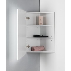 AQUALINE - ZOJA/KERAMIA FRESH rohová zrcadlová skříňka 37x72x37cm, bílá 50352