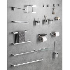 Gedy - PIRENEI WC štětka závěsná, mléčné sklo, chrom PI330313