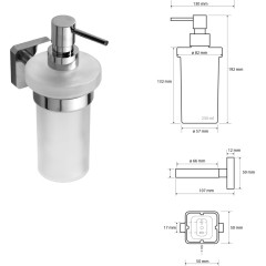 SAPHO - INSIA dávkovač mýdla 230ml, mléčné sklo, chrom IS019