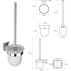 SAPHO - INSIA WC štětka závěsná, mléčné sklo, chrom IS008