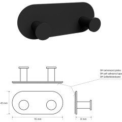 SAPHO - X-ROUND BLACK samolepící dvojháček, černá mat XR220B
