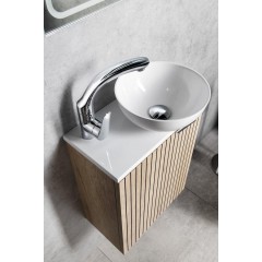SAPHO - MINOR deska pod umývátko 40x22,5cm, baterie vpravo, litý mramor, bílá MR405