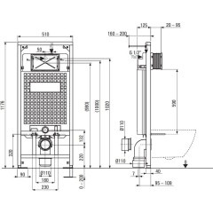 DEANTE Podomítkový rám, pro závěsné WC mísy bez tlačítka + WC CERSANIT DELFI + SOFT SEDÁTKO CST_WC01 X DE2