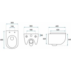 DEANTE Podomítkový rám, pro závěsné WC mísy bez tlačítka + WC REA CARLO MINI RIMLESS ČERNÝ MAT + SEDÁTKO CST_WC01 X MM1