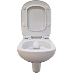 DEANTE Podomítkový rám, pro závěsné WC mísy + SLIM tlačítko chrom + WC bez oplachového kruhu Edge + SEDÁTKO CST_WC01 051P EG1