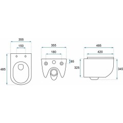 DEANTE Podomítkový rám, pro závěsné WC mísy + SLIM tlačítko chrom + WC REA CARLO MINI RIMLESS ČERNÝ MAT + SEDÁTKO CST_WC01 051P MM1