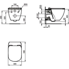DEANTE Podomítkový rám, pro závěsné WC mísy + SLIM tlačítko chrom + WC Ideal Standard Tesi se sedátkem SoftClose, AquaBlade  CST_WC01 051P TE1