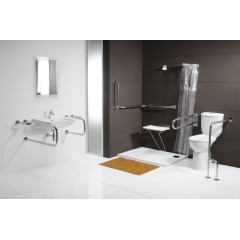 SAPHO - HANDICAP opěrné madlo LEVÉ 800x850, nerez lesk XH526