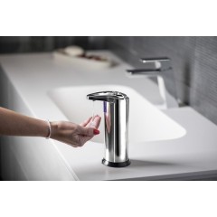 AQUALINE - Bezdotykový dávkovač mýdla na postavení, 240ml, 74x184x113, nerez lesk 06672