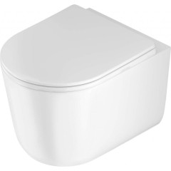 DEANTE Podomítkový rám, pro závěsné WC mísy + SLIM tlačítko černé + WC DEANTE Jasmin se sedátkem RIMLESS /VÍROVÉ SPLACH/ CST_WC01 N51P JA1