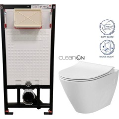 DEANTE Podomítkový rám, pro závěsné WC mísy bez tlačítka + WC CERSANIT CLEANON CITY CST_WC01 X CI1