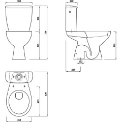AQUALINE - MIGUEL WC kombi, dvojtlačítko 3/6l, spodní odpad, bílá LC2258