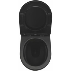 DEANTE Podomítkový rám, pro závěsné WC mísy + SLIM tlačítko černé + WC REA CARLO MINI RIMLESS ČERNÝ MAT + SEDÁTKO CST_WC01 N51P MM1