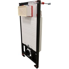DEANTE Podomítkový rám, pro závěsné WC mísy + SLIM tlačítko černé + WC REA CARLO MINI RIMLESS ČERNÝ MAT + SEDÁTKO CST_WC01 N51P MM1