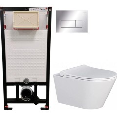 DEANTE Podomítkový rám, pro závěsné WC mísy + SLIM tlačítko chrom + WC MYJOYS MY1 + SEDÁTKO CST_WC01 051P MY1