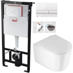 Předstěnový instalační systém s bílým tlačítkem M1710 + WC DEANTE Jasmin se sedátkem RIMLESS /VÍROVÉ SPLACH/ AM101/1120 M1710 JA1