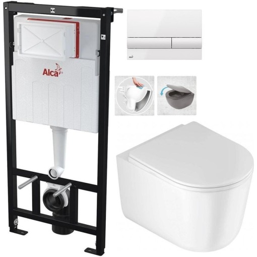 Předstěnový instalační systém s bílým tlačítkem M1710 + WC DEANTE Jasmin se sedátkem RIMLESS /VÍROVÉ SPLACH/ AM101/1120 M1710 JA1