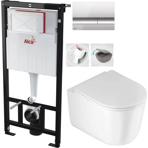Předstěnový instalační systém s chromovým tlačítkem M1721 + WC DEANTE Jasmin se sedátkem RIMLESS /VÍROVÉ SPLACH/ AM101/1120 M1721 JA1