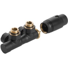 INVENA - Termostatická sada ventilů, typ DUOPLEX, pro středové připojení, barva: černá CZ-91-015-S