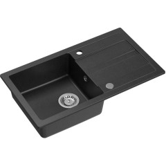 SAPHO - Granitový vestavný dřez s odkapem, 77x44cm, černá GR7204