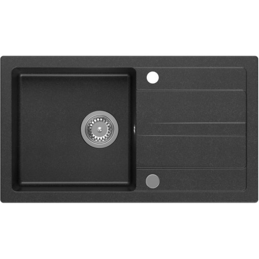 SAPHO - Granitový vestavný dřez s odkapem, 77x44cm, černá GR7204