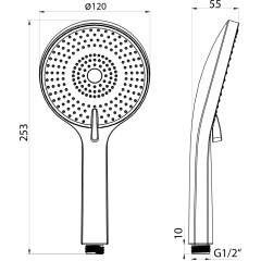 SAPHO - Ruční masážní sprcha, 3 režimy sprchování, silikon trysky, průměr 120, ABS/chrom SK879
