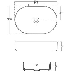 ISVEA - INFINITY OVAL keramické umyvadlo na desku, 55x36cm, antracit 10NF65055-2C