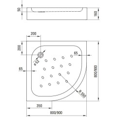 DEANTE - Funkia bílá - Akrylátová sprchová vanička, půlkulatá, 90 cm KTA_053B