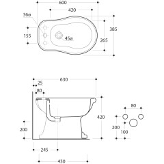 KERASAN - RETRO bidet stojící 38,5x60cm, bílá 102001