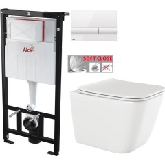 Předstěnový instalační systém s bílým tlačítkem M1710 + WC INVENA PAROS  + SEDÁTKO AM101/1120 M1710 RO1