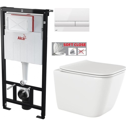 Předstěnový instalační systém s bílým tlačítkem M1710 + WC INVENA PAROS  + SEDÁTKO AM101/1120 M1710 RO1