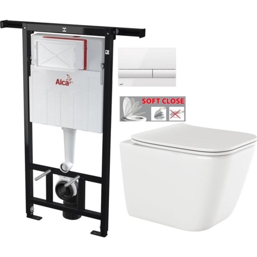 Předstěnový instalační systém s bílým tlačítkem M1710 + WC INVENA PAROS  + SEDÁTKO AM102/1120 M1710 RO1