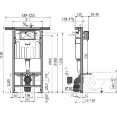 Předstěnový instalační systém s bílým tlačítkem M1710 + WC INVENA PAROS  + SEDÁTKO AM102/1120 M1710 RO1