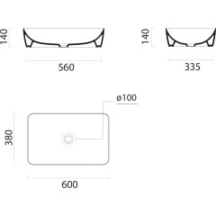 GSI - NUBES keramické umyvadlo na desku 60x38cm, bílá ExtraGlaze 903611