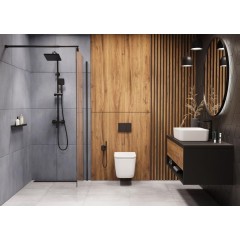 DEANTE Podomítkový rám, pro závěsné WC mísy + SLIM tlačítko černé + WC INVENA PAROS  + SEDÁTKO CST_WC01 N51P RO1