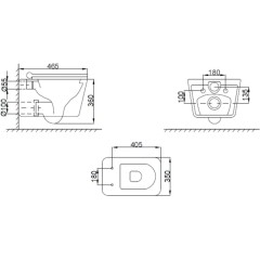 DEANTE Podomítkový rám, pro závěsné WC mísy + SLIM tlačítko chrom + WC INVENA PAROS  + SEDÁTKO CST_WC01 051P RO1