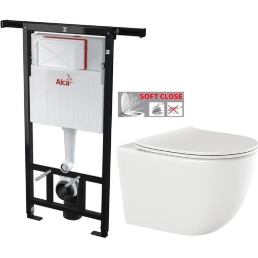 Předstěnový instalační systém bez tlačítka + WC INVENA TINOS  + SEDÁTKO AM102/1120 X NO1