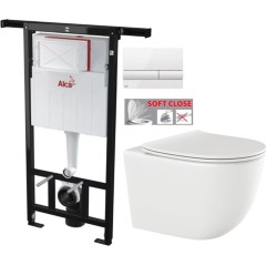 Předstěnový instalační systém s bílým tlačítkem M1710 + WC INVENA TINOS  + SEDÁTKO AM102/1120 M1710 NO1