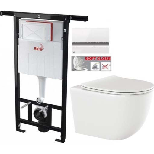 Předstěnový instalační systém s chromovým tlačítkem M1721 + WC INVENA TINOS  + SEDÁTKO AM102/1120 M1721 NO1